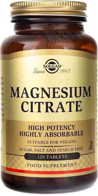 Suplement diety Solgar Cytrynian magnezu 120 t (33984017115) - obraz 1