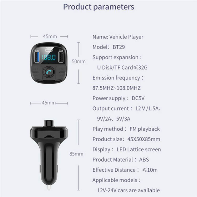 Автомобильный FM ФМ модулятор Terra ВТ29, Bluetooth 5.0, трансмиттер, вольтметр, USB зарядка QC 3.0, Type C - Фото 5 Автомобильный FM ФМ модулятор Terra ВТ29, Bluetooth 5.0, трансмиттер, вольтметр, USB зарядка QC 3.0, Type C - изображение 5