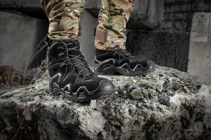 Водонепроницаемые ботинки (берцы) 43 размер (27,8 см) тактические (военные) треккинговые демисезонные Alligator Black (Черные) M-tac для ВСУ - изображение 2
