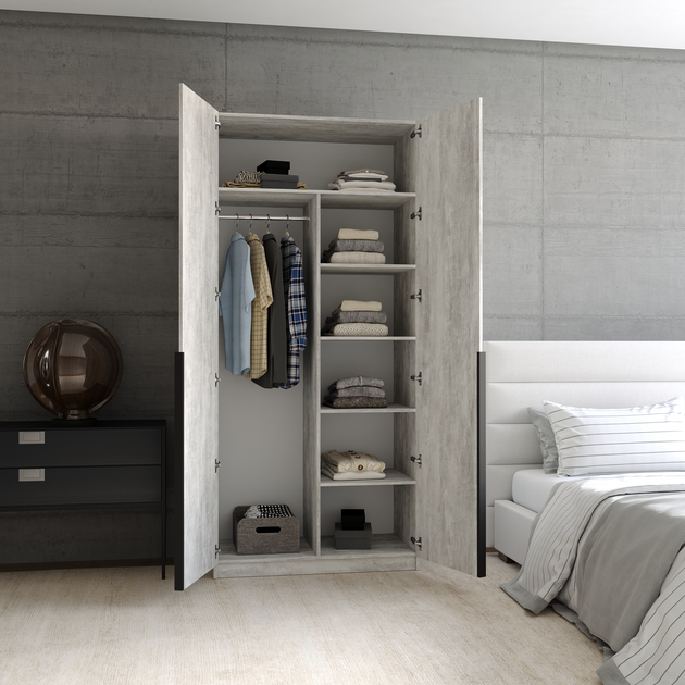 Шкаф для одежды со штангой и полками ForestWood 1000х2200х500 Бетон (F ...