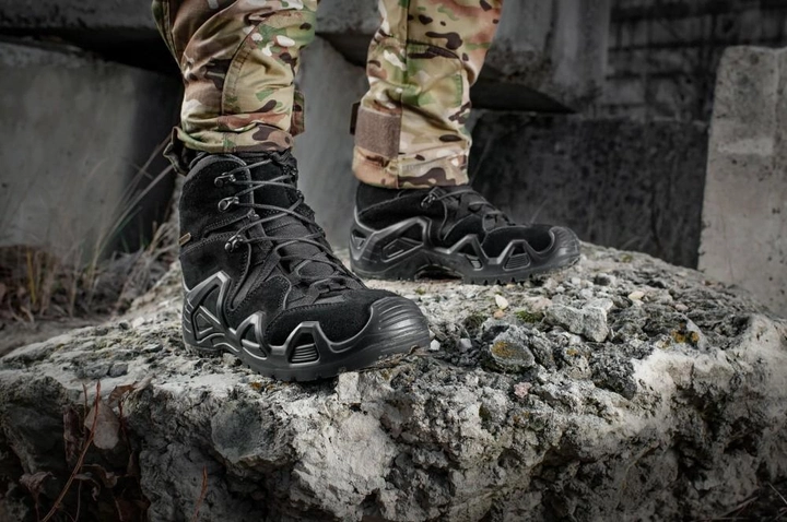 Водонепроницаемые ботинки (берцы) 44 размер (28,3 см) тактические (военные) треккинговые демисезонные Alligator Black (Черные) M-tac для ВСУ - изображение 2