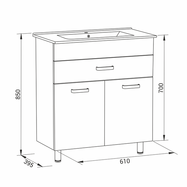 Тумба с умывальником RJ VELUM RJFU037-4160WHSET, 60 см, белый - изображение 2