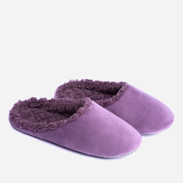 Акція на Жіночі домашні капці з закритим носком Twins Напівчешки Фліс/Хмарки 36/37 Фіолетові від Rozetka