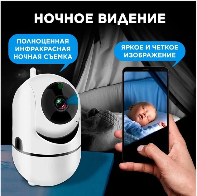 Беспроводная WiFi радионяня/видеоняня YCC365 UKC камера видеонаблюдения с датчиком движения, ночным видением microSD Белая UKC (ART:4849 v.2) - изображение 3