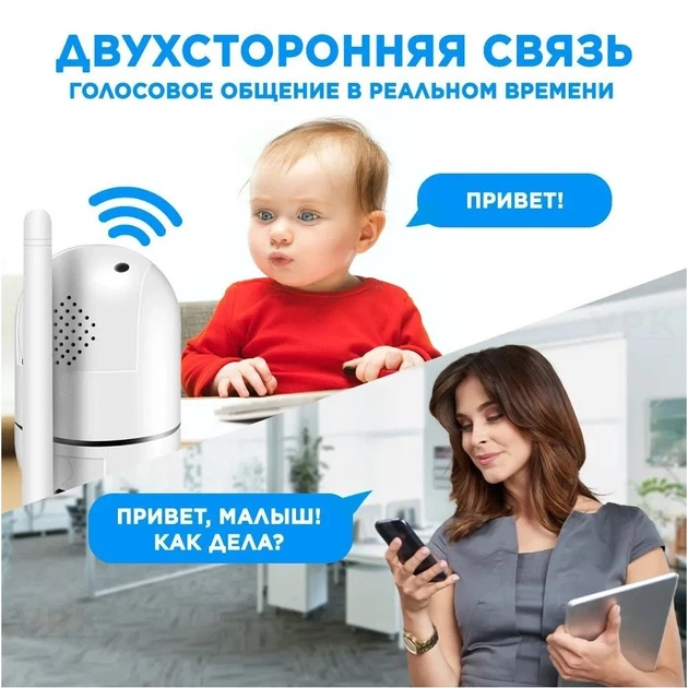 Беспроводная WiFi радионяня/видеоняня YCC365 UKC камера видеонаблюдения с датчиком движения, ночным видением microSD Белая UKC (ART:4849 v.2) - изображение 4