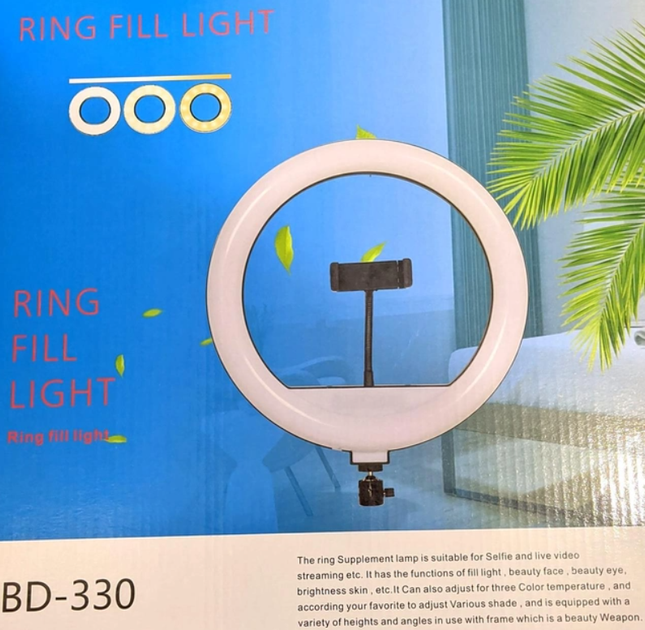 Селфі лампа кільцева (на usb) RING FILL LIGHT BD-330 (33 см.) і тримачем для телефона, 14 Вт - Фото 1 Селфі лампа кільцева (на usb) RING FILL LIGHT BD-330 (33 см.) і тримачем для телефона, 14 Вт - изображение 1