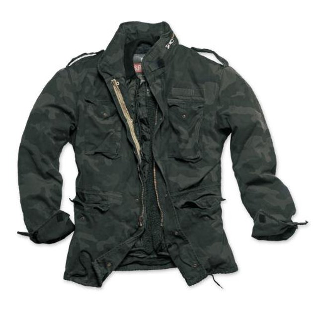 Куртка з підкладкою, що знімається Surplus Regiment M65 Jacket Surplus Raw Vintage Washed black camo XL (Чорний Камуфляж) Тактична - зображення 1