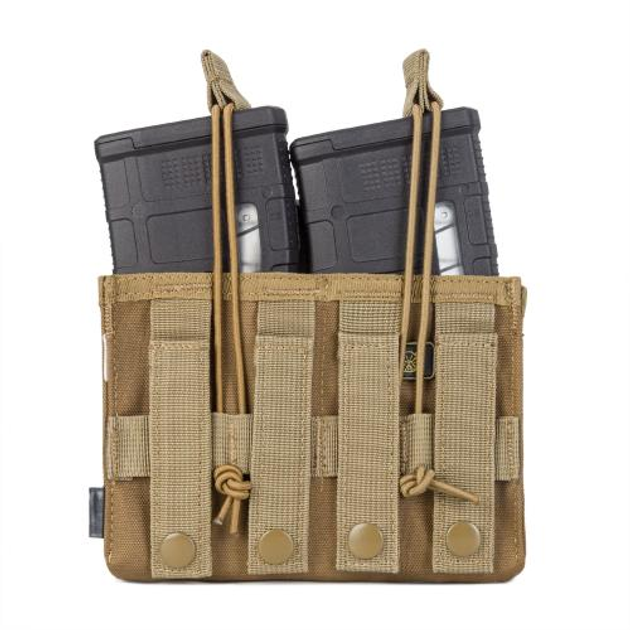 Підсумок відкритий для двох магазинів .308 калібру MOLLE RMBP 308 (Rifle Mag's Bunji Pouch) P1G-Tac Coyote Brown .308/.338 (Койот Коричневий) - зображення 2