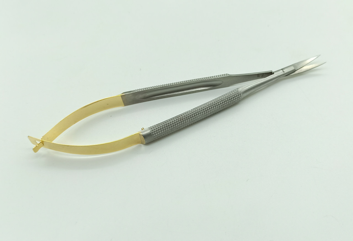 Стоматологічні Ножиці Castroverjo 15 см вигнуті з позолотою - зображення 1