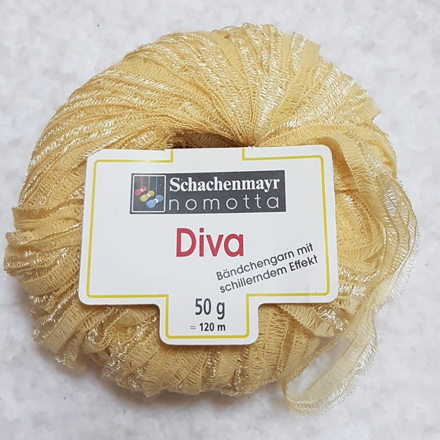 Пряжа стрічкова Diva Schachenmayr Німеччина-Італія 40% вовна 60% поліамід 50 г - 120 м ширина стрічки 8 мм колір жовтий Спиці 5-6 мм - зображення 2