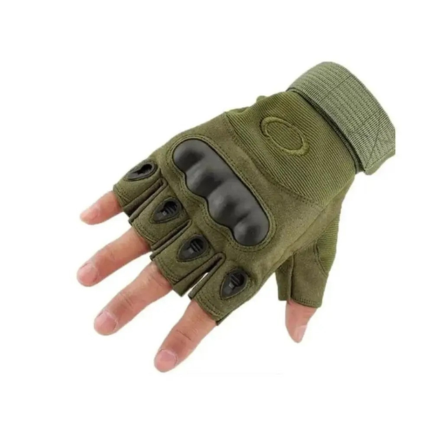 Тактические беспалые перчатки митенки, Зеленый / XL - изображение 2