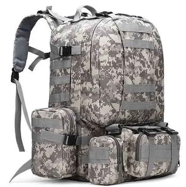 Рюкзак тактический военный 60 л с подсумками MOLLE водостойкий , военный рюкзак Oxford 600D Пиксель - изображение 1