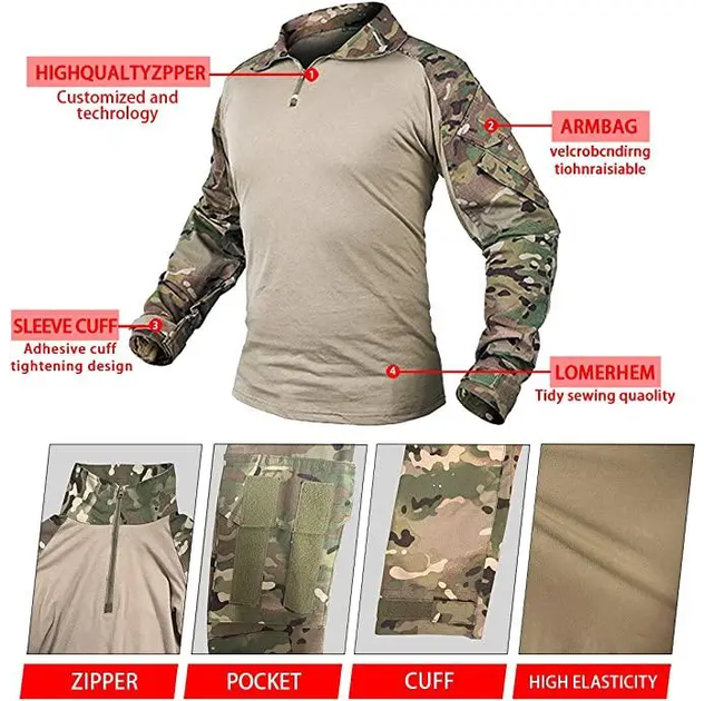 Тактичний демісезонний військовий костюм форма Han Wild убакс+налокітники, штани+наколінники, панама мультикам р.2XL - зображення 2