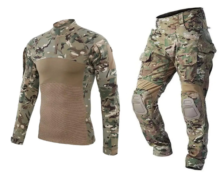 Тактический летний военный коcтюм форма Gunfighter мультикам убакс, штаны+наколенники р.2XL - изображение 1