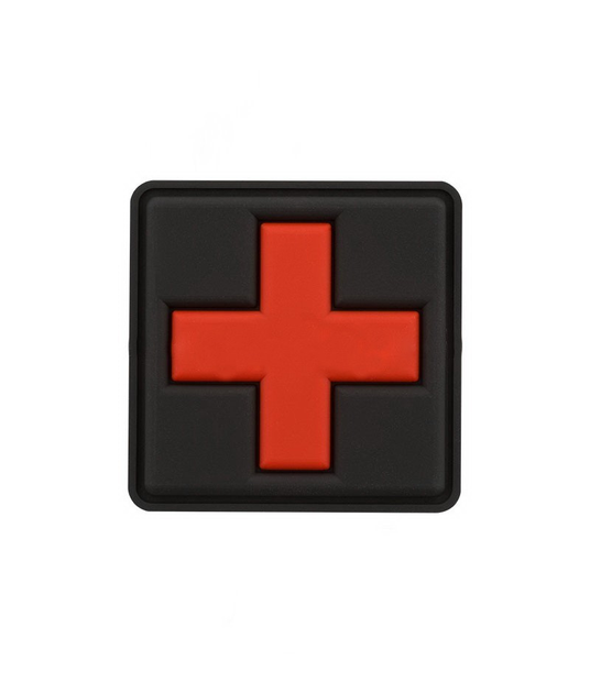 Шеврон гумовий "Медик" червоний Хрест раз. 3*3 см - зображення 1