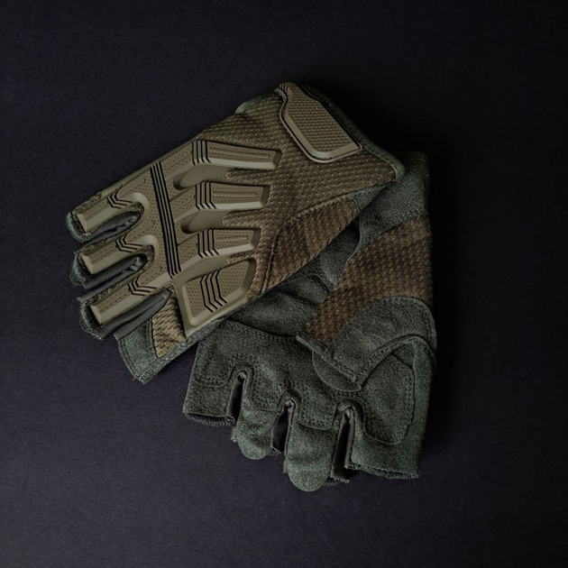 Міцні військові рукавички тактичні армійські рукавички без пальців відкриті TACTICAL Олива (BC-8808) XL - зображення 1