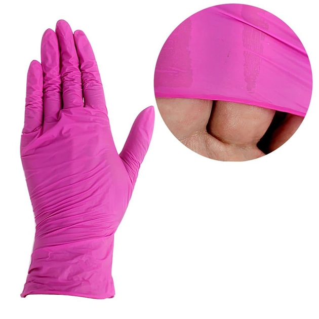 Перчатки нитриловые без талька розовый размер L 100 шт (0090663) - изображение 1