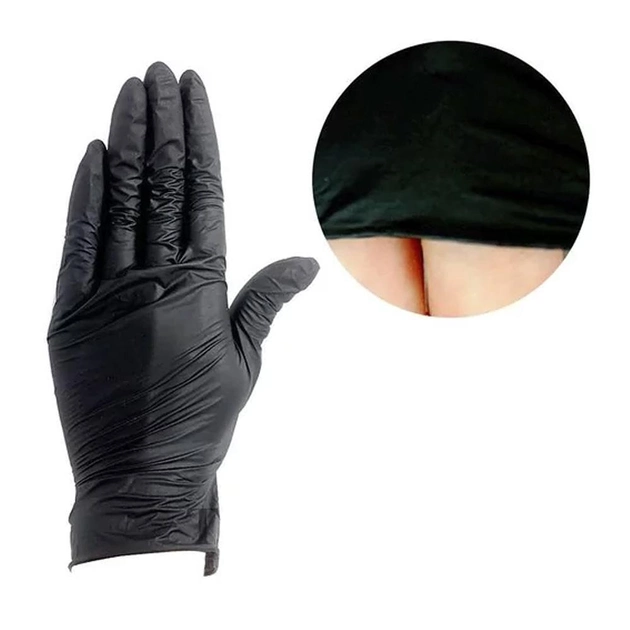 Перчатки нитриловые без талька HOFF medical S black 100 шт (4260740981403) (0173916) - изображение 1