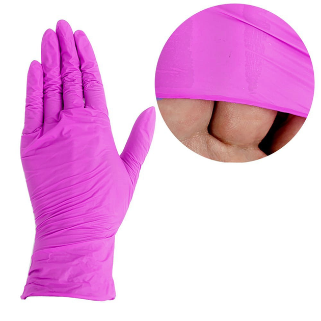 Перчатки UNEX нитриловые без талька (набор перчаток), розовый, размер XS, 100 шт (0091818) - изображение 1