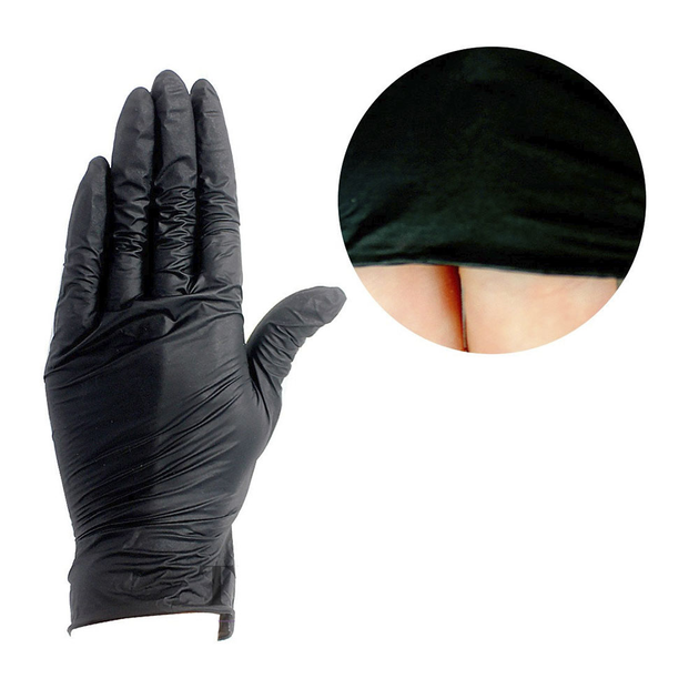 Перчатки нитриловые без талька Nitrylex Black XS,100 шт (0173736) - изображение 1