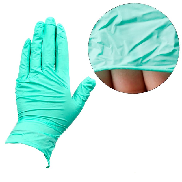 Перчатки IGAR нитриловые без талька (набор перчаток), мятный, размер XS, 200 шт (0090577) - изображение 1
