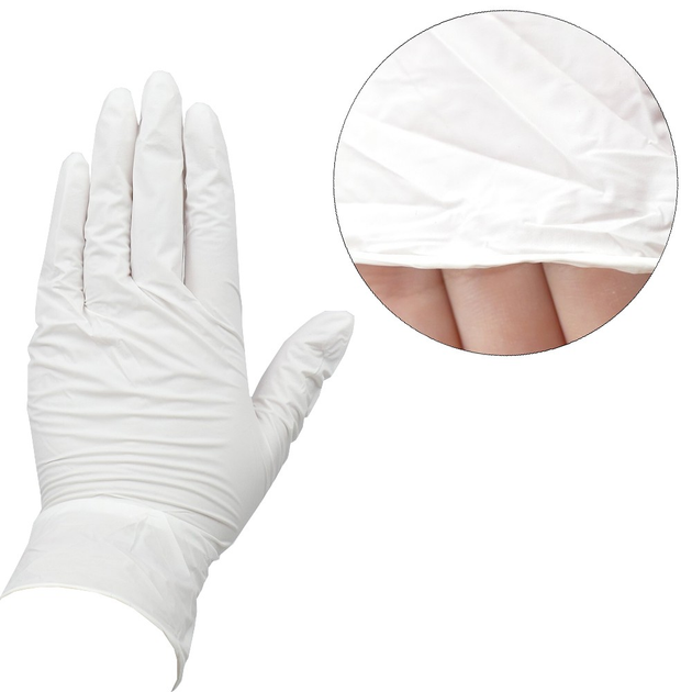 Перчатки IGAR нитриловые без талька Silk белый размер M 100 шт (9001570531810) (0089560) - изображение 1