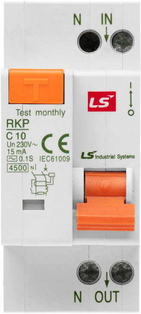 Дифференциальный выключатель LS Electric RKP 1P+N C10A 15mA AC ...