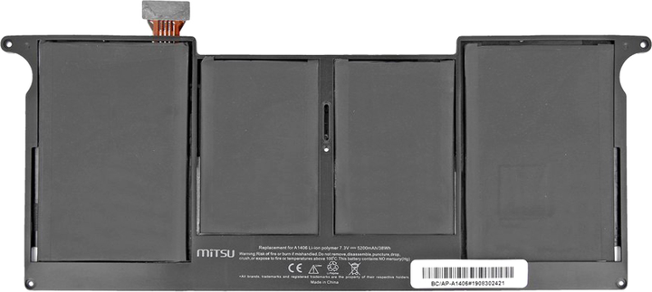 Акумулятор Mitsu для ноутбуків Apple MacBook Air 11 ( A1370) 7.3V 5200mAh (5903050373207) - зображення 1