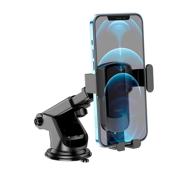 Держатель для телефона на присоске в машину HOCO vertical and horizontal telescopic holder (4.7-7"). Black - изображение 5