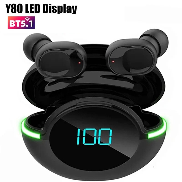 Беспроводные наушники Y80 TWS LED-дисплей с микрофоном Bluetooth ...