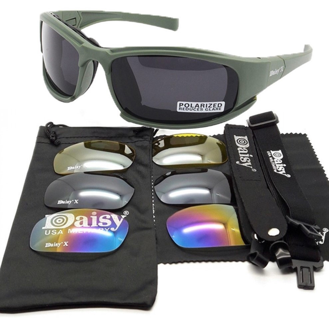 Daisy X7-X олива Тактические очки + 7 комплектов линз.толщина линз 2 мл-увеличинная толщина - изображение 1