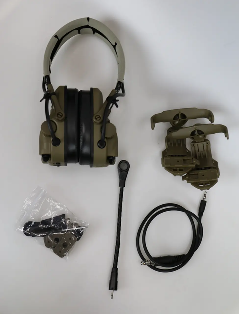 Активні навушники Wosport HD-17 Гарнітура з шумопоглинанням + Bluetooth Оливковий (Kali) - зображення 3