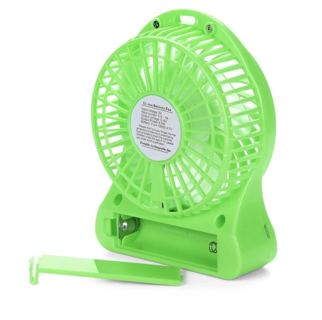Вентилятор настольный аккумуляторный 18650 USB диаметр 10см Portable Fan Mini зеленый - изображение 2