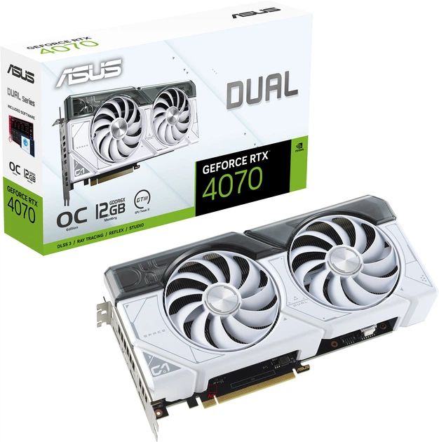 Видеокарта ASUS PCI-Ex GeForce RTX 4070 Dual White OC Edition 12GB