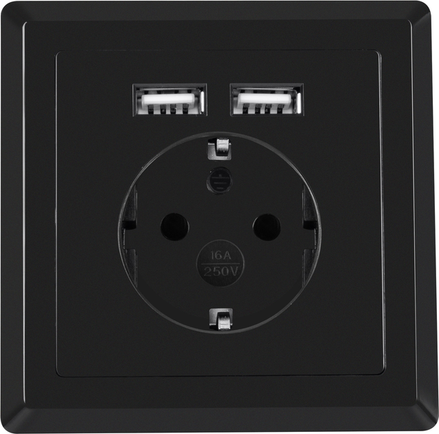 Lanberg Schuko Socket 2 Port USB 2.1A Czarny (AC-WS01-USB2-FB) - obraz 1