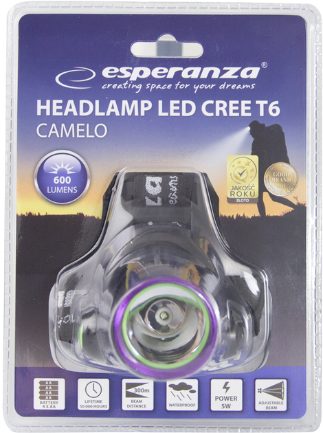 Ліхтар налобний Esperanza Head Lamp LED T6 Camelo (EOT029) - зображення 2