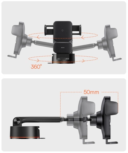 Uchwyt samochodowy z bezprzewodowym ładowaniem Baseus 15 W Alignment Car Mount Black (CGZX000101) - obraz 10