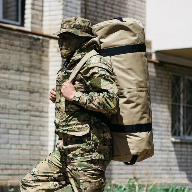 Сумка баул военная, Оксфорд баул армейский койот 100 л тактический баул, тактический баул-рюкзак - изображение 1