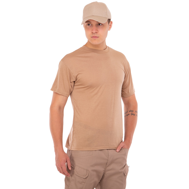 Літня футболка чоловіча тактична Jian 9190 розмір 2XL (52-54) Бежева (Пісочна) матеріал бавовна - зображення 1