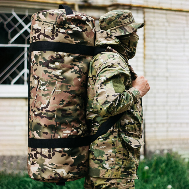 Баул-сумка военная, баул армейский Cordura мультикам 100 л тактический баул, тактический баул-рюкзак - изображение 2