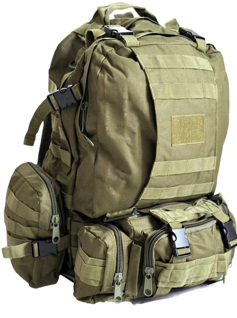 Рюкзак із підсумками армійський тактичний 50 л олива - зображення 1