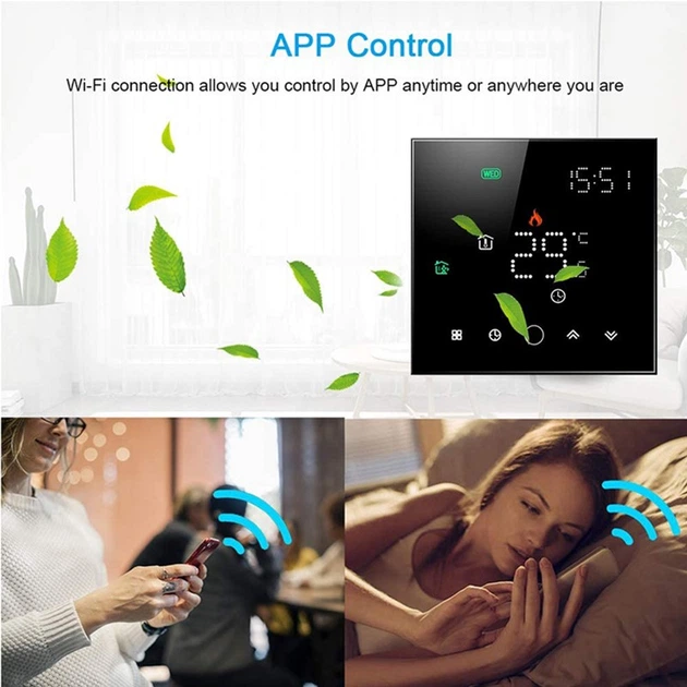 Программируемый термостат Tuya Wi-Fi Черный (HS082062) - изображение 7