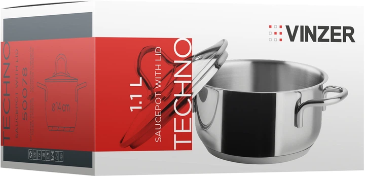 Кастрюля Vinzer Techno с крышкой 14 см 1.1 л (5907706500788) - изображение 3
