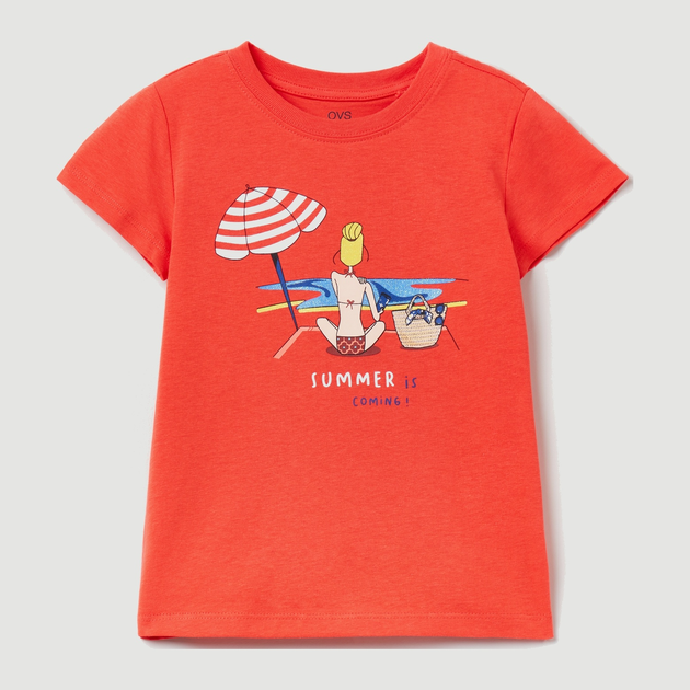 Koszulka dziecięca dla dziewczynki OVS 1790501 116 cm Terakotowa (8057274914771) - obraz 1