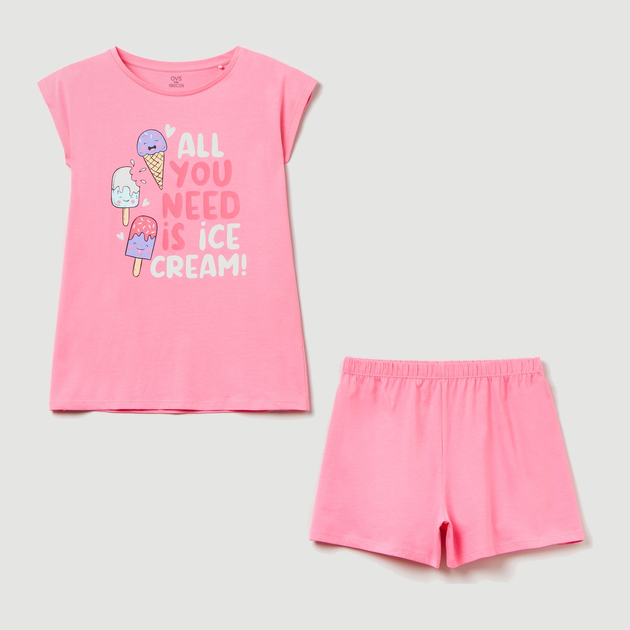 Letnia piżama dziecięca (koszulka + spodenki) OVS 1802867 164 cm Różowy (8056781092200) - obraz 1
