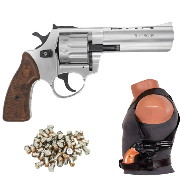 Револьвер под патрон Флобера Profi 4.5" сатин Magic Wood с Кобурой - изображение 1