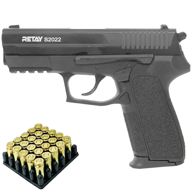Стартовый пистолет RETAY S2022 Black + Патроны 25шт. - изображение 1