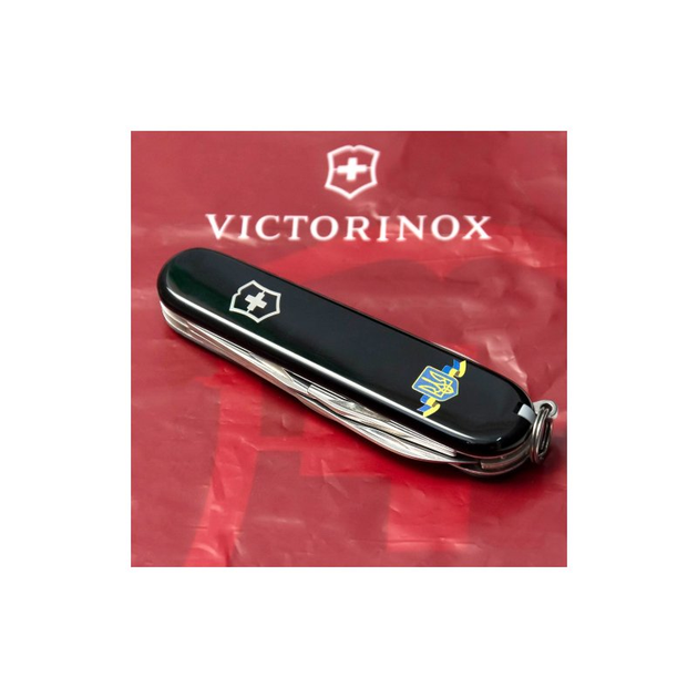 Нож Victorinox Spartan Ukraine Black "Герб України Зі Стрічкою" (1.3603.3_T1010u) - изображение 2