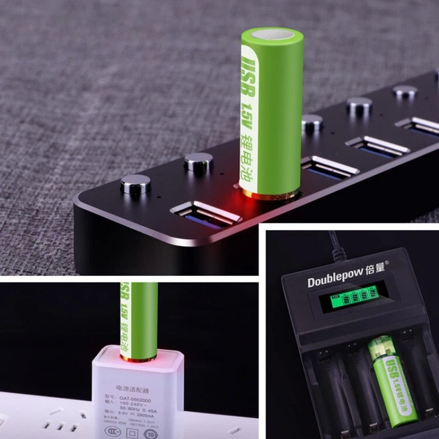 Комплект литиевых аккумуляторов (батареек) Doublepow 1800 mWh с возможностью USB-зарядки (2 шт.) - изображение 4