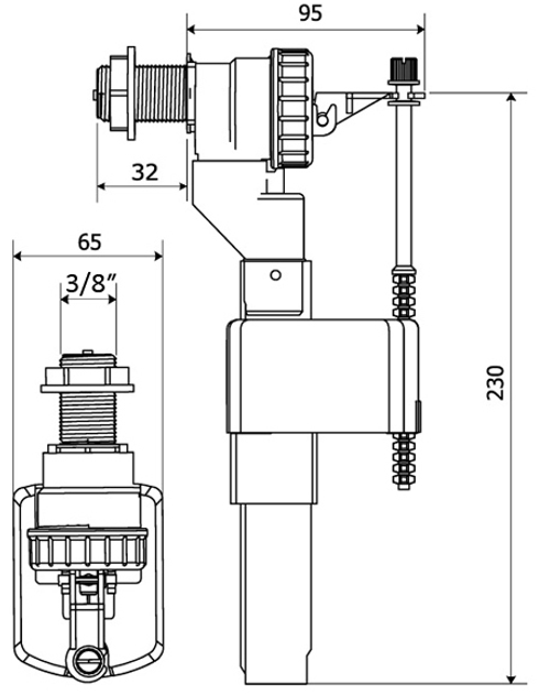 Впускной механизм KK POL ZN2/110 с боковой подводкой пластик 3/8" - изображение 2